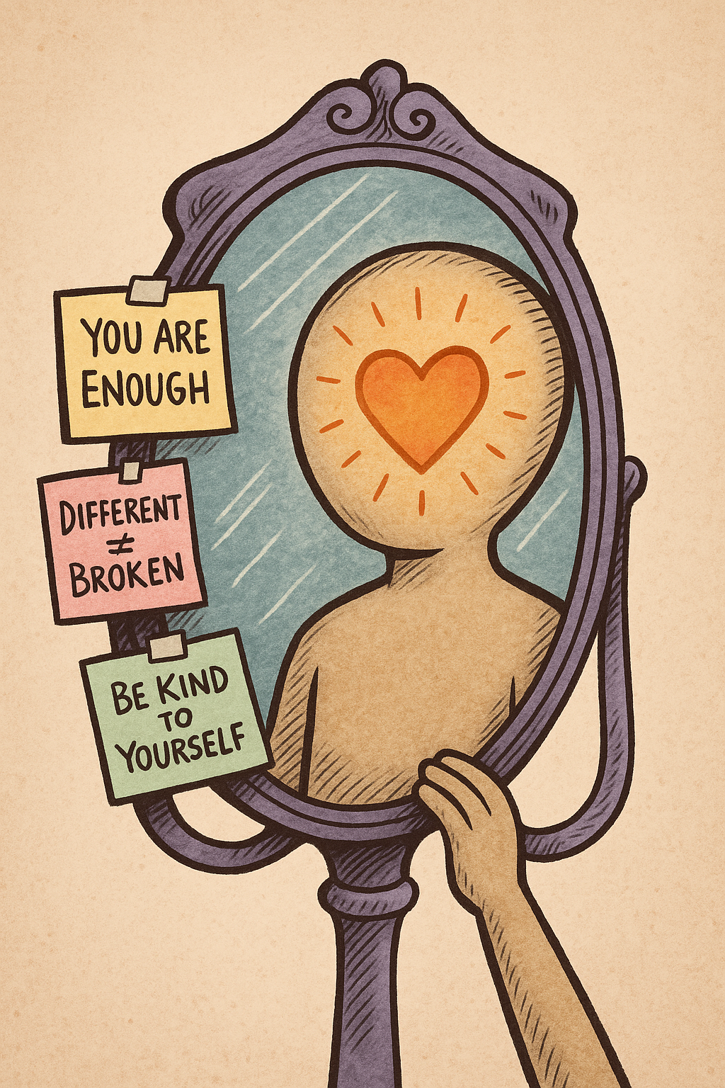 ADHD self-love mirror with affirmations